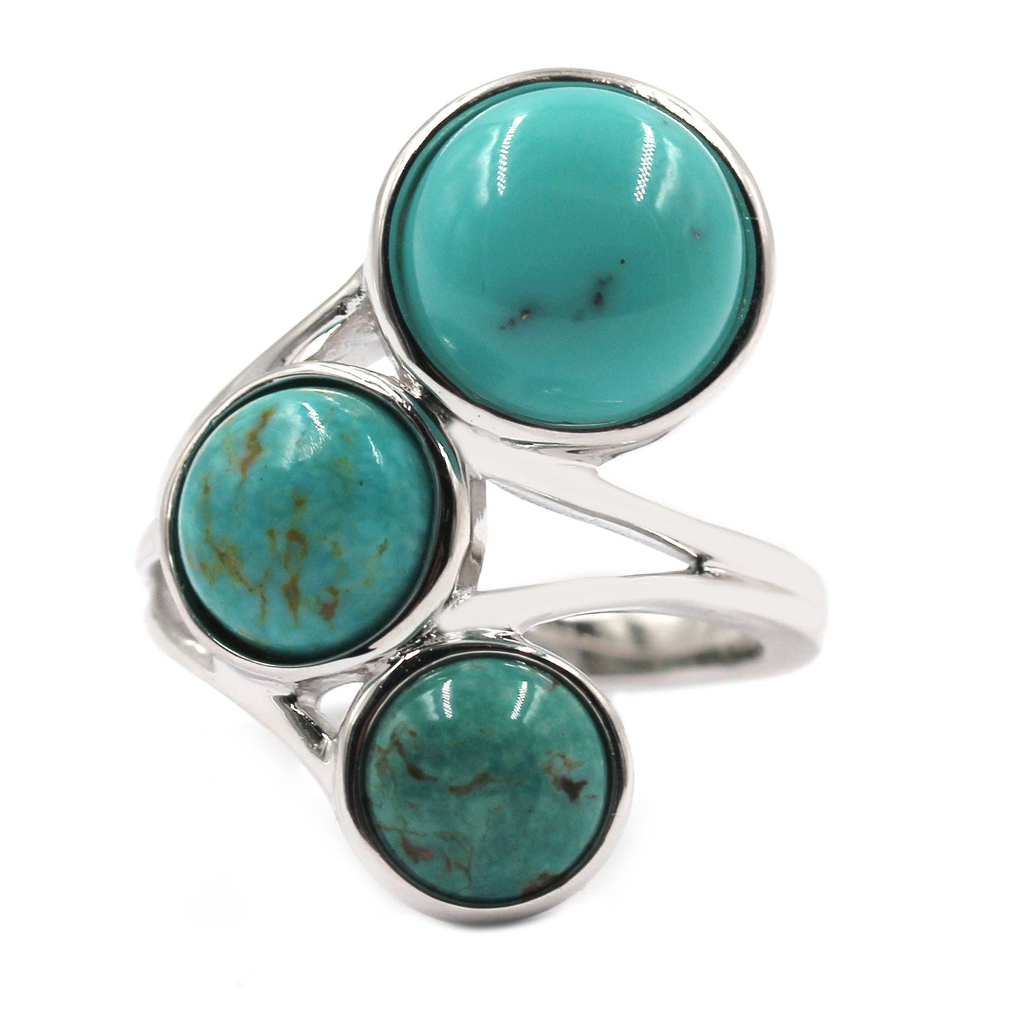 925 Sterling Silver Turquoise 3-Stone Ring