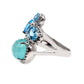 925 Sterling Silver Aqua Chalcedony and Swiss Blue Topaz Gemstone Ring