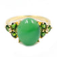 18k Yellow Gold Plated Over Sterling Silver, Dyed Green Jade And Chrome Diopside Gemstone Cocktail Rings