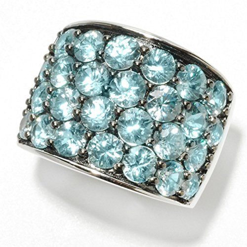 Pinctore Sterling Silver 8.68ctw Blue Zircon Band Ring, Size 7
