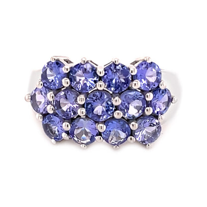 925 Sterling Silver Tanzanite Gemstone And Blue Zircon Gemstone Ring For Women's