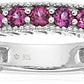 Sterling Silver Rhodolite Round Eternity Rings, Size 7