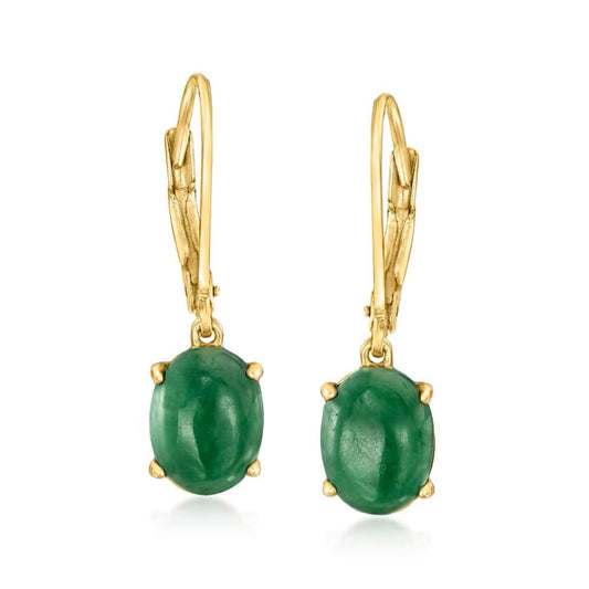 Dyed Green Jade Gemstone Earrings, 925 Sterling Silver Over Gold Plated Dangle And Drop Earrings, Everyday Jewelry, Gift For Her