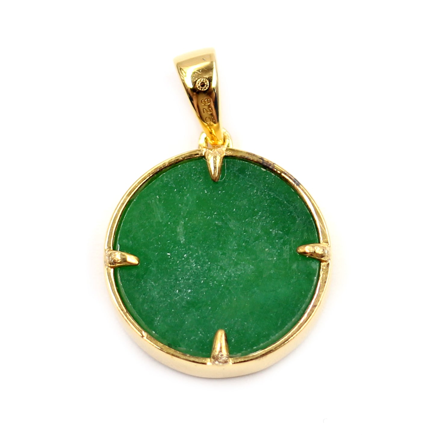 Yellow Over 925 Sterling Silver Dyed Green Jade,White Natural Zircon Pendant