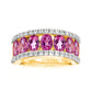 18k Yellow Gold Plated Over Sterling Silver, Pink Topaz And White Topaz Gemstone Band Rings