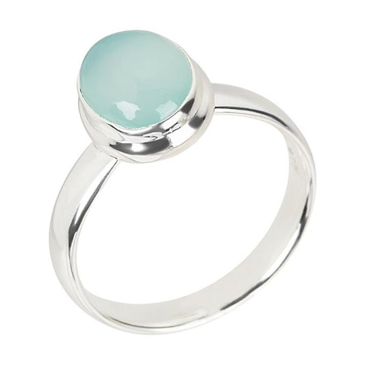 Aqua Chalcedony Gemstone Ring, 925 Sterling Silver Solitaire Ring, Anniversary Gift, Gift For Her