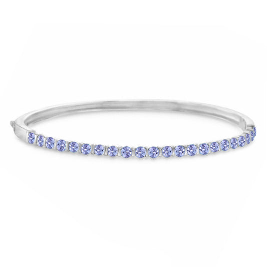 Natural Tanzanite Gemstone Bangle, 925 Sterling Silver Bangle, Anniversary Gift, Gift For Her
