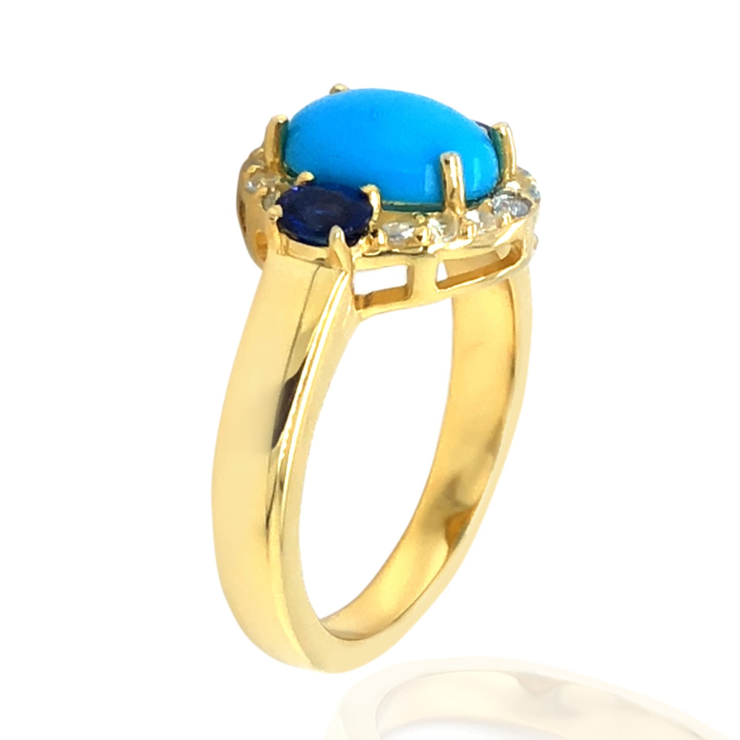 Natural Sleeping Beauty Turquoise Gemstone Silver Ring 925 Sterling Silver Gold Plated Ring Wedding Anniversary Gift