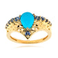 Yellow Gold Plated Over Sterling Silver Sleeping Beauty Turquoise And Ceylon Blue Sapphire Gemstone Band Ring