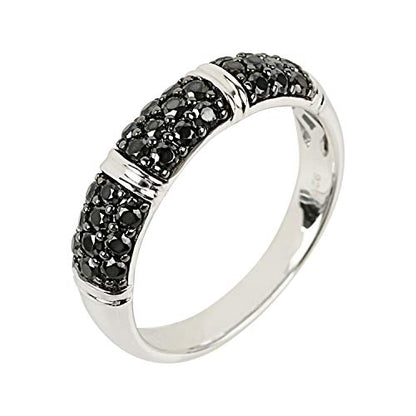 925 Sterling Silver Black Spinel Gemstone Band Ring