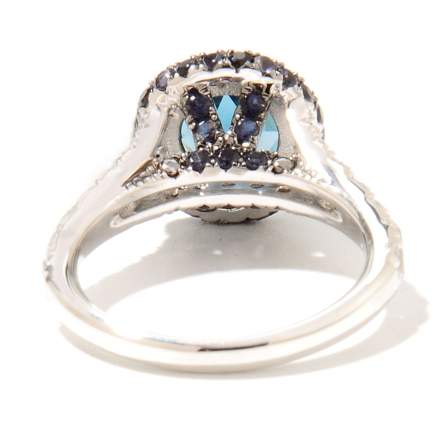 Pinctore Sterling Silver 4.01ctw London Blue Topaz Solitaire w/ accent Ring