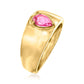 18K Yellow Gold Plated Over Sterling Silver Pink Topaz Gemstone Band Ring