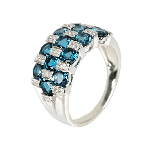 925 Sterling Silver London Blue Topaz,White Topaz Ring