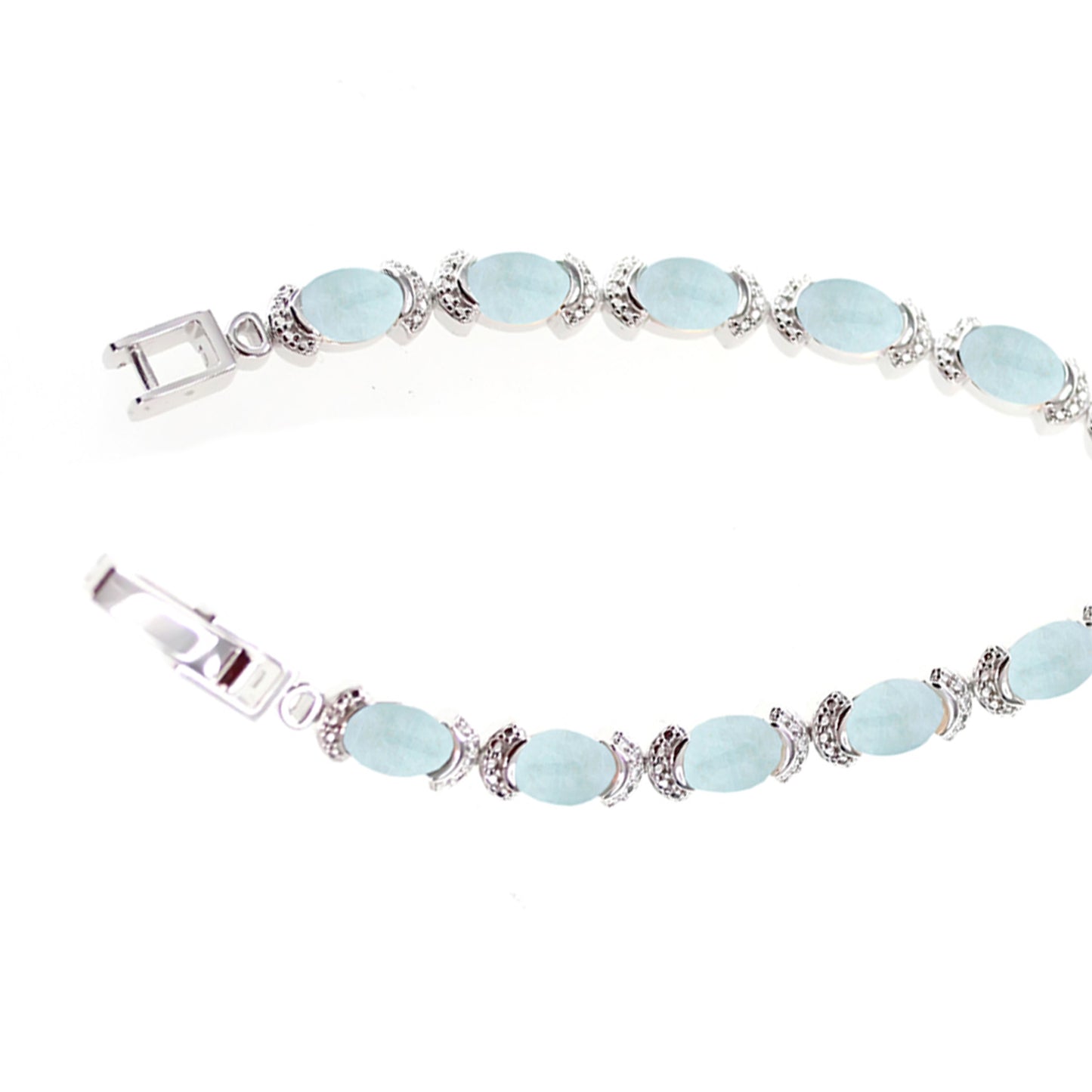 925 Sterling Silver Milky Aquamarine Gemstone Tennis Bracelet