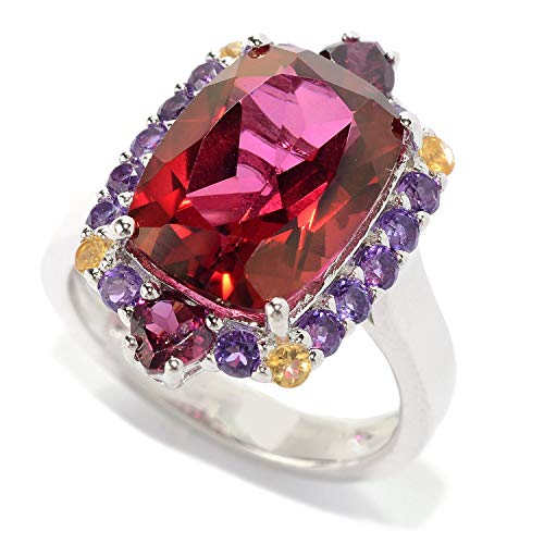 Pinctore Sterling Silver 6.85ctw Red Quartz Ring