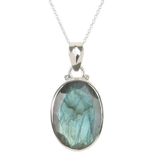 Natural Labradorite Gemstone Pendant 925 Sterling Silver Pendant, Pendant For Women, Pendant With 18" Chain, Fine Jewelry, Gift For Her
