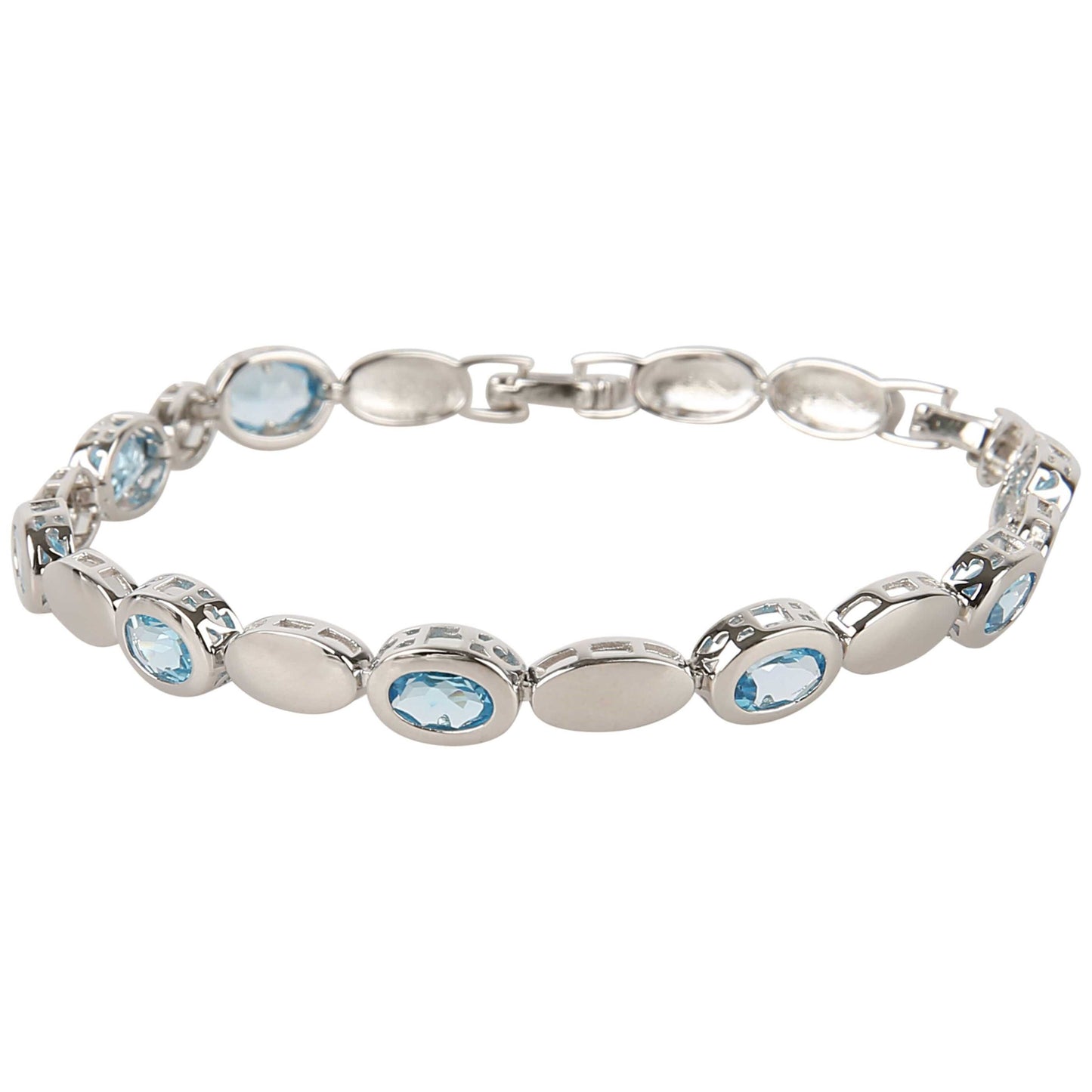 925 Sterling Silver Swiss Blue Topaz Bracelet For Women's And Girls