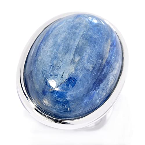 Pinctore Sterling Silver 25 x 18mm Oval Kyanite North-South Ring