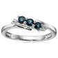 925 Sterling Silver Indian Blue Sapphire and Created White Sapphire 3- Stone Ring