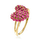 Yellow Gold Over Sterling Silver Rhodolite Garnet Gemstone Heart Shape Rings