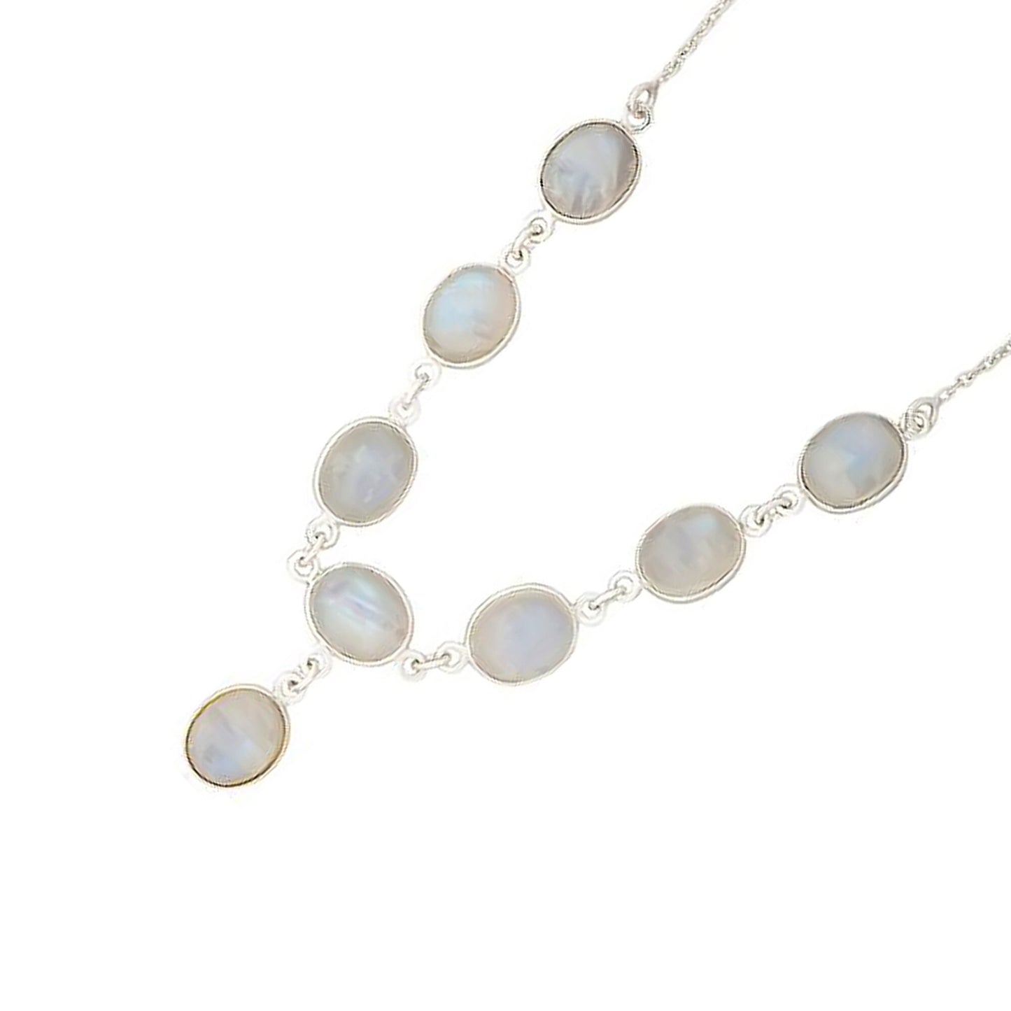 Natural Rainbow Moonstone Gemstone Necklace 925 Sterling Silver Necklace For Women, Necklace 18", Fine Jewelry, Gift For Her