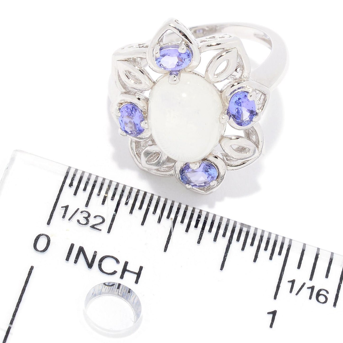 Rainbow Moonstone With Tanzanite Ring, Sterling Silver Ring, Engagement Ring, Birthstone Ring-Gemstone Jewelry Anniversary Gift-Gift For Her