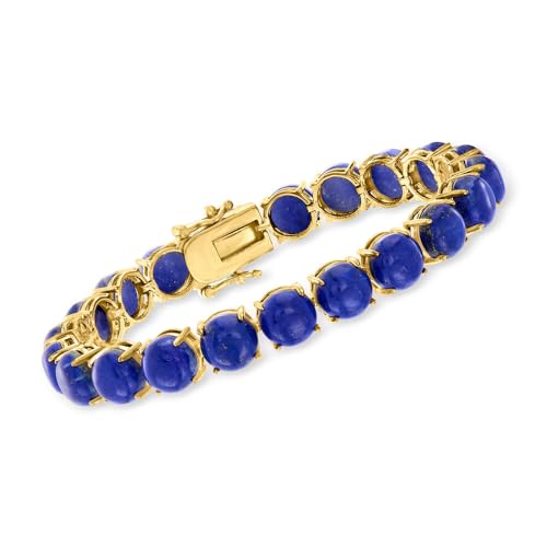 18K Yellow Gold Over Sterling Silver Lapis Lazuli, Blue Mohave Turquoise And Dyed Green Jade Gemstone Tennis Bracelets