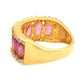 18k Yellow Gold Plated Over Sterling Silver, Pink Topaz And White Topaz Gemstone Band Rings