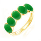 18k Yellow Gold Plated Over Sterling Silver Dyed Green Jade Gemstone Band Ring