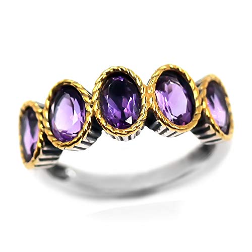 925 Sterling Silver African Amethyst Ring