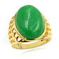 Yellow Gold Plated Over Sterling Silver Dyed Green Jade Gemstone Solitaire Rings