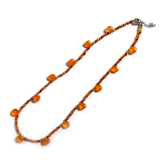 925 Sterling Silver Carnelian Beads Necklace