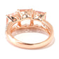 Rose Gold Plated Over Sterling Silver Morganite and White Natural Zircon Gemstone 3-Stone Ring