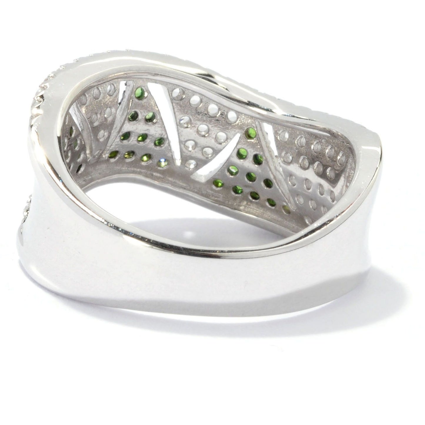 Pinctore Sterling Silver 0.77Ctw Chrome Diopside Band Ring