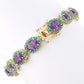 Yellow Gold Plated Over Sterling Silver African Amethyst And Sky Blue Topaz Gemstone Bracelets