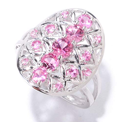 Pinctore Sterling Silver 1.11ctw Pink Spinel Cocktail Ring, Size US6