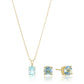 Sterling Silver Over Gold Plated Natural Sky Blue Topaz And Diamond Pendant, Earrings Set