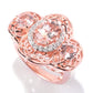 14K Rose Vermeil 2.39ctw Oval Morganite & White Zircon Scrollwork Ring US5