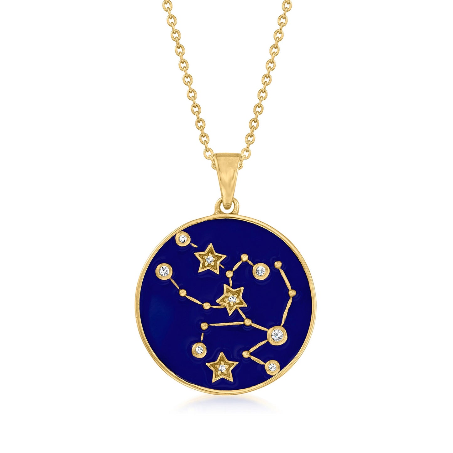 18k Yellow Gold Plating Over Sterling Silver, Zodiac Sign Necklace-Pendants