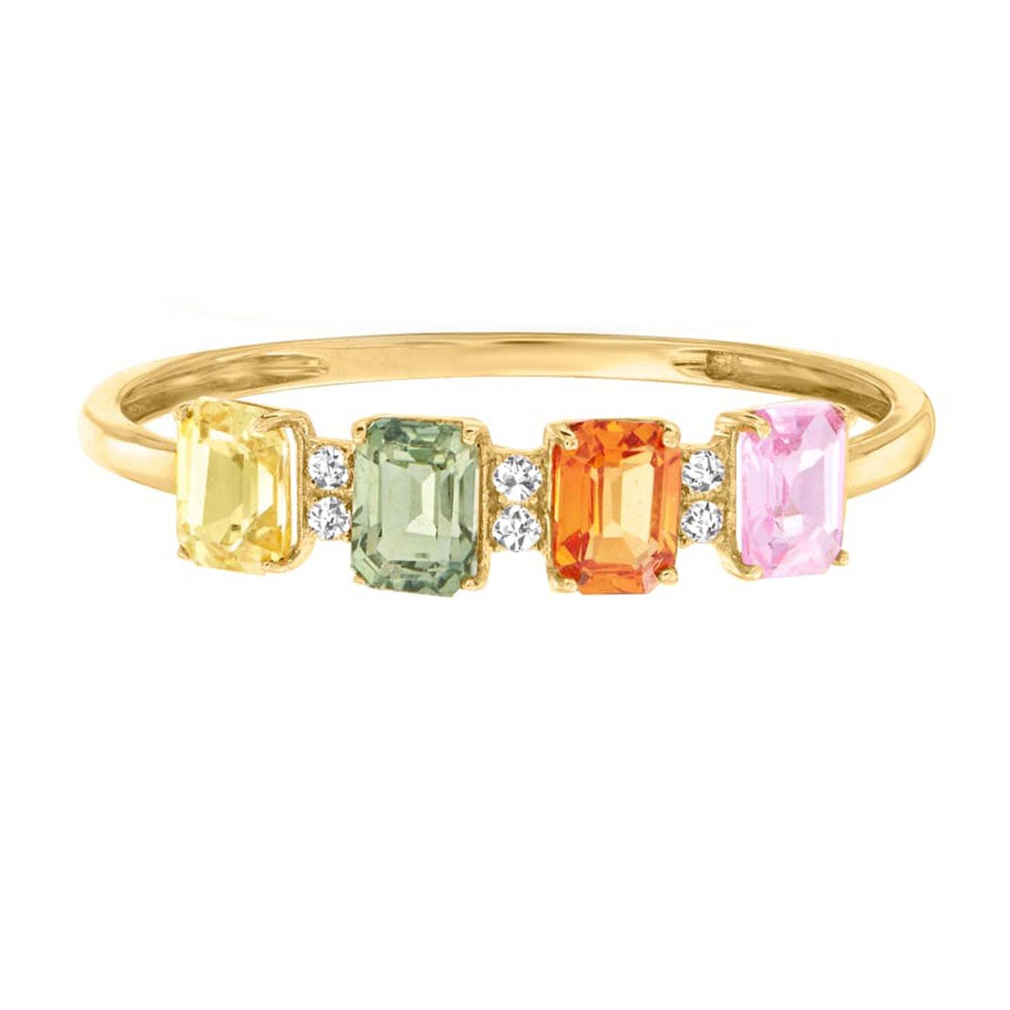 14KT Gold Multi Sapphire Gemstone Band Rings