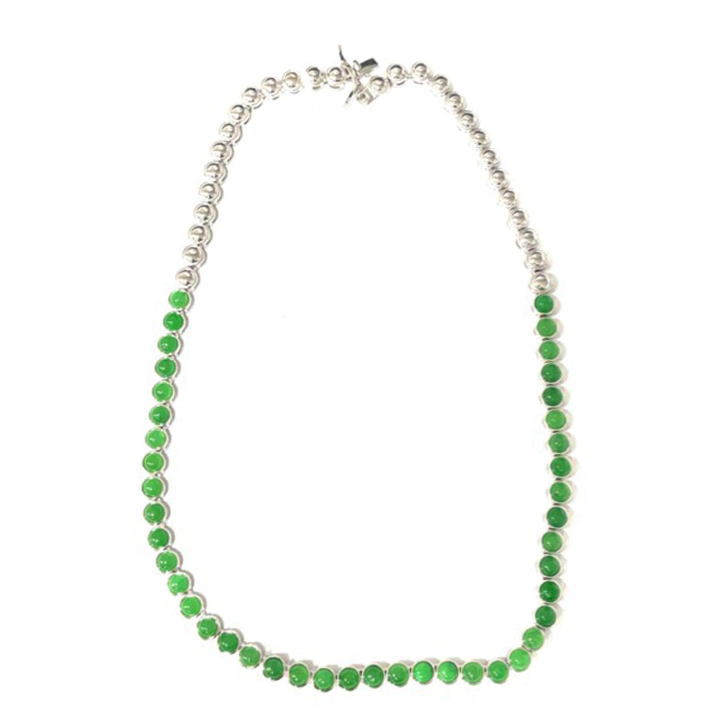 925 Sterling Silver Dyed Green Jade Necklace