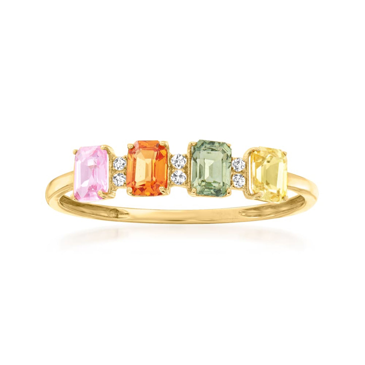 14KT Gold Multi Sapphire Gemstone Band Rings