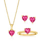 Sterling Silver Over Gold Plated Pink Topaz Gemstone Pendant, Earrings And Ring Jewelry Sets