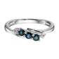 925 Sterling Silver Indian Blue Sapphire and Created White Sapphire 3- Stone Ring