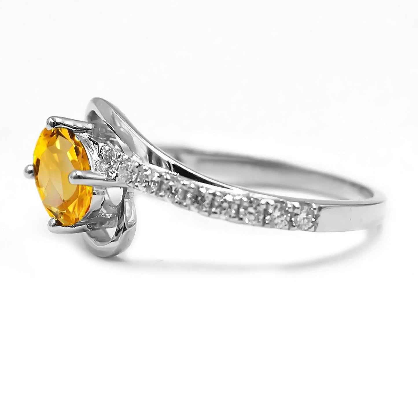 925 Sterling Silver Citrine And White Topaz Gemstone Solitaire Rings