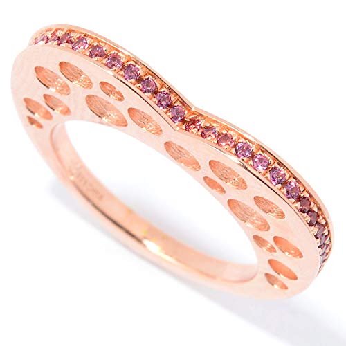 Rose gold Over Sterling Silver Round Brilliant Cut Rhodolite Design Heart Rings