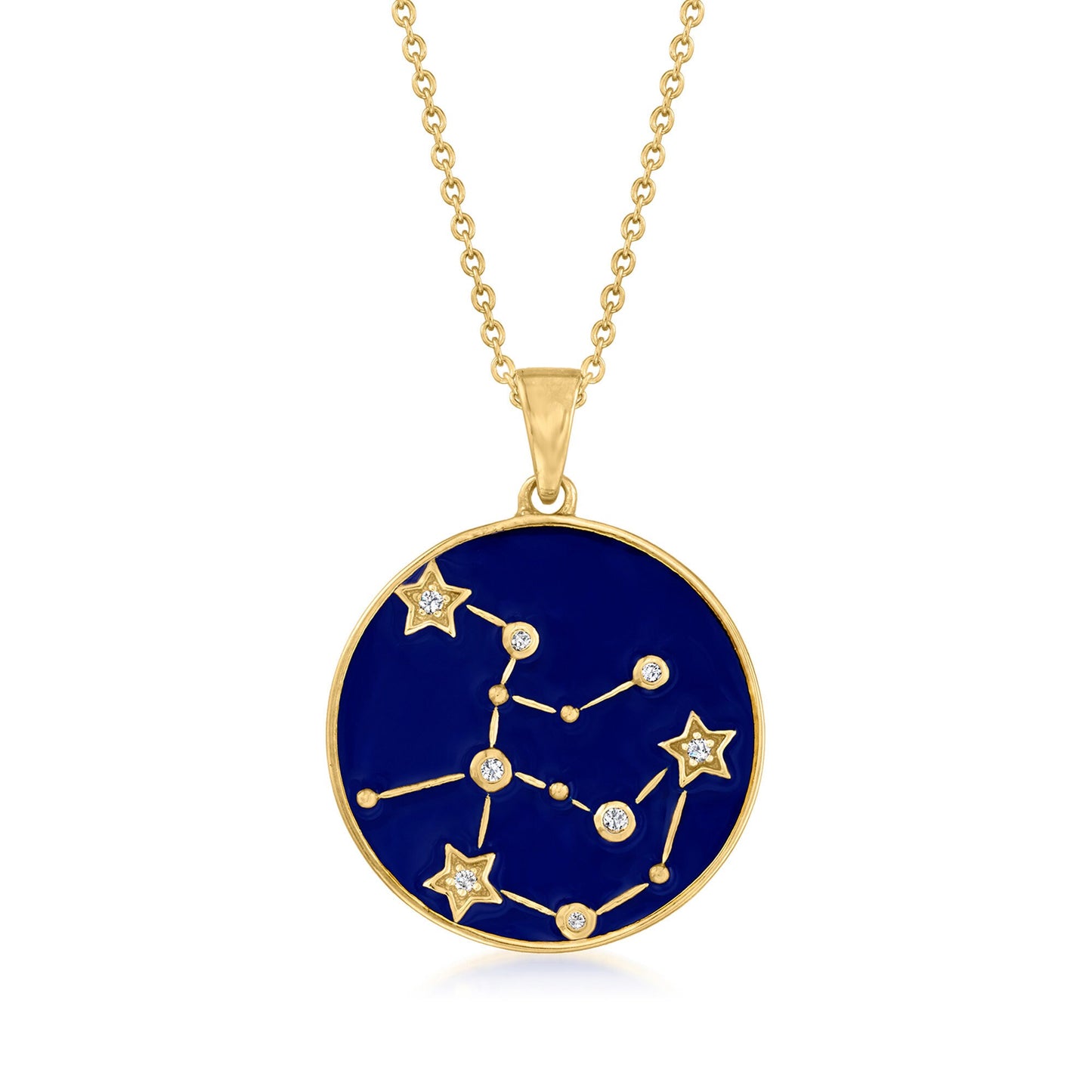 18k Yellow Gold Plating Over Sterling Silver, Zodiac Sign Necklace-Pendants