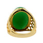 Yellow Gold Plated Over Sterling Silver Dyed Green Jade Gemstone Solitaire Rings