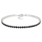 Pinctore Sterling Silver 2mm Round Black Spinel And White Cz Gemstone Tennis Bracelets