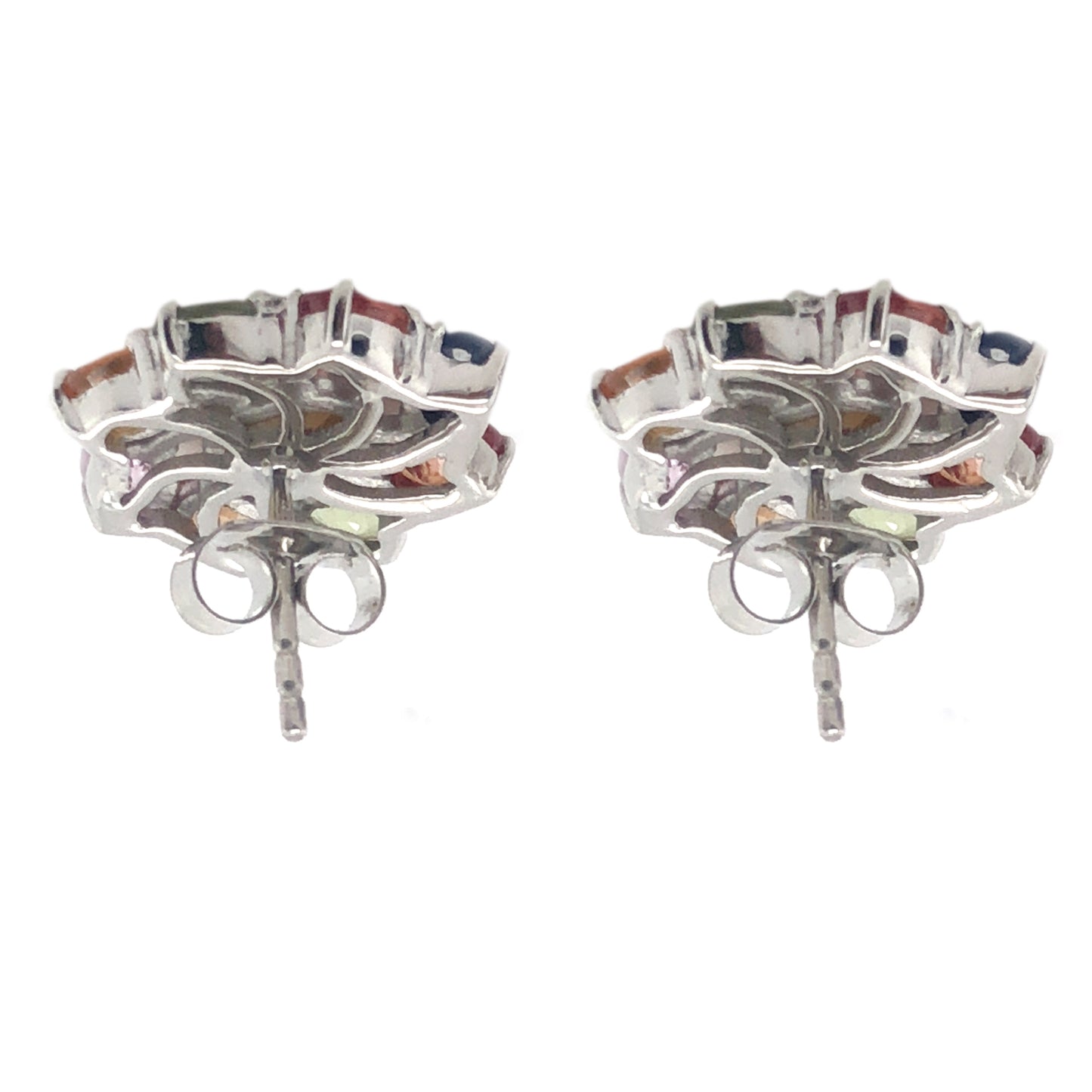 925 Sterling Silver Citrine With Multi Sapphire Earrings
